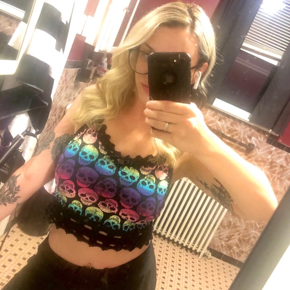 🖤 Handmade Skull Crochet Crop Top.